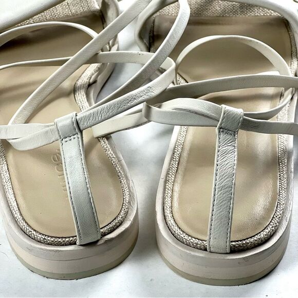 Vince Layla Ivory Leather Ankle Wrap Sandals - Picture 5 of 8
